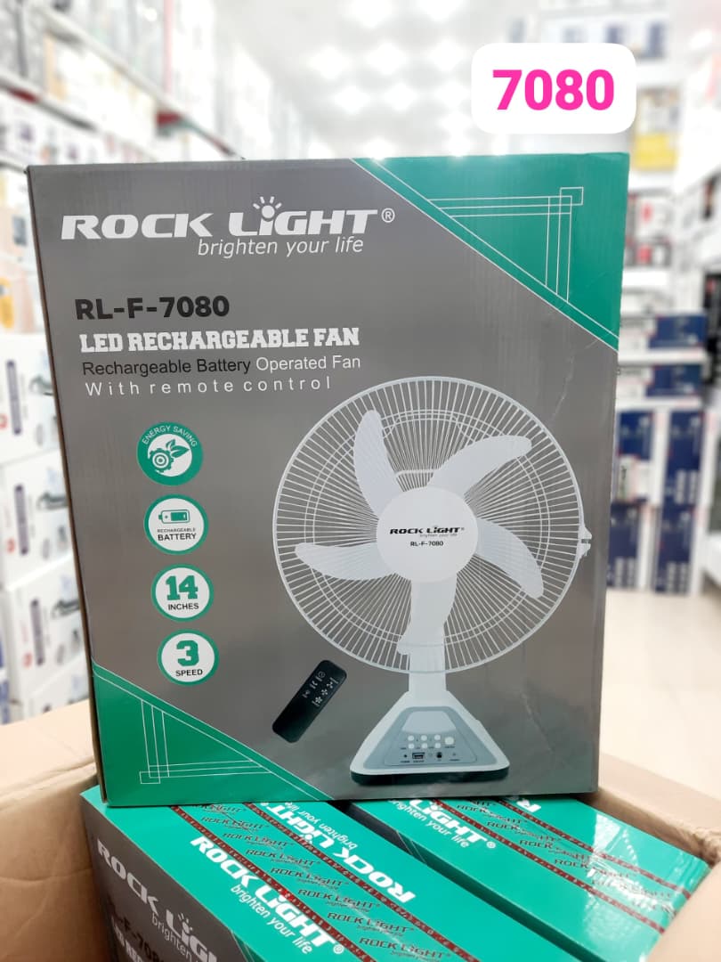 پنکه شارژی و برقی روک لایت مدل RL-F-7080